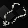 thumbnail image 3 of Men Women Hip Hop Dinosaur Pattern Pendant Necklace with 15mm Cuban Chain HipHop Iced Out Bling Necklaces Fashion Charm Jewelry, 3 of 5