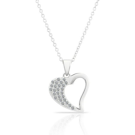 Tilo Jewelry .925 Sterling Silver Open Heart Pendant Necklace | 16 Inch | Women & Unisex