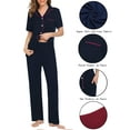 thumbnail image 3 of Avidlove Pajama Sets for Women 2 piece Short Sleeve Button Down Pj Sets with Long Pants Notch Collar Matching lounge set Sleepwear with Pockets, 3 of 7