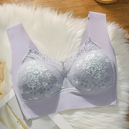 Wancir Women s Wireless Lace Bra Seamless Underwear Beautiful Back Push Up Breathable Bra