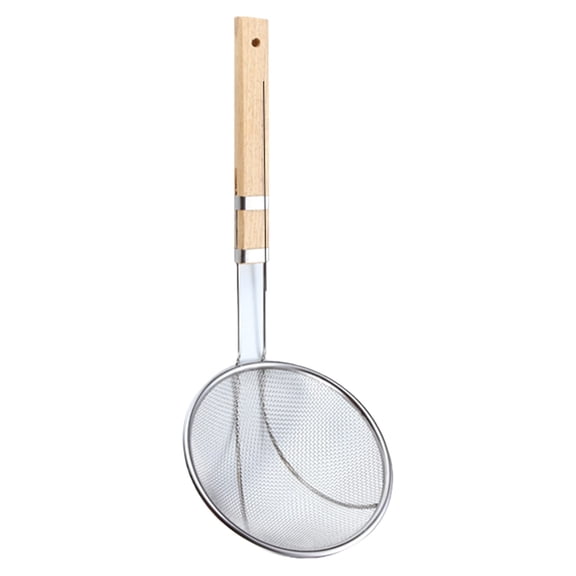 Non-Magnetic Stainless Steel Strainer Wooden Handle Extra Large Mesh Kitchen Gadget For Straining Pasta