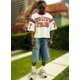 thumbnail image 5 of Camiseta de algodón con mangas raglán y estampado retro de hip-hop de alta calle, diseño Y2K, top deportivo de entrenamiento informal de culturismo a la moda, 5 of 5