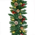 10ft Christmas Garland with LED Lights & Timer & Snow Pine Cones for Stairs Fireplaces Wall
