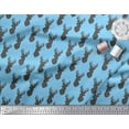 thumbnail image 3 of Soimoi Blue Cotton Duck Fabric Stencil Elk Mount Face Print Fabric by Yard 42 Inch Wide, 3 of 3
