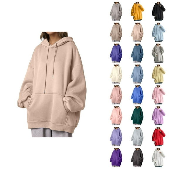 Womens Hoodie 2025 Lined Loose Fit Korean Trendy Hoodies with Pockets Hooded Sweatshirt Hoodie Women Pullover