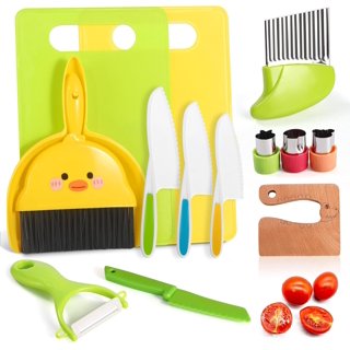 17PCS Kids Cooking sets Real Cooking Montessori Kitchen Tools for Toddlers  Kids Safe Knives for 2/3/4/5/6/7/8 Year Old