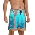 Adobk Underwater Aquarium Arches Print Pajama Shorts for Men Pjs