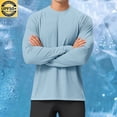 thumbnail image 3 of Stamzod Rash Guard for Men Crew Neck Long Sleeve Sun Shirt Casual Athletic Fishing T-Shirts Light Blue S, 3 of 9