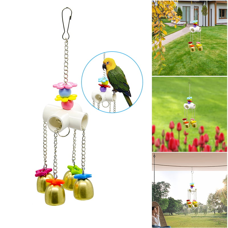 Parrot Bell Toys Birds Chewing Hanging Cage Bite Accessories Parakeet Beads Play 