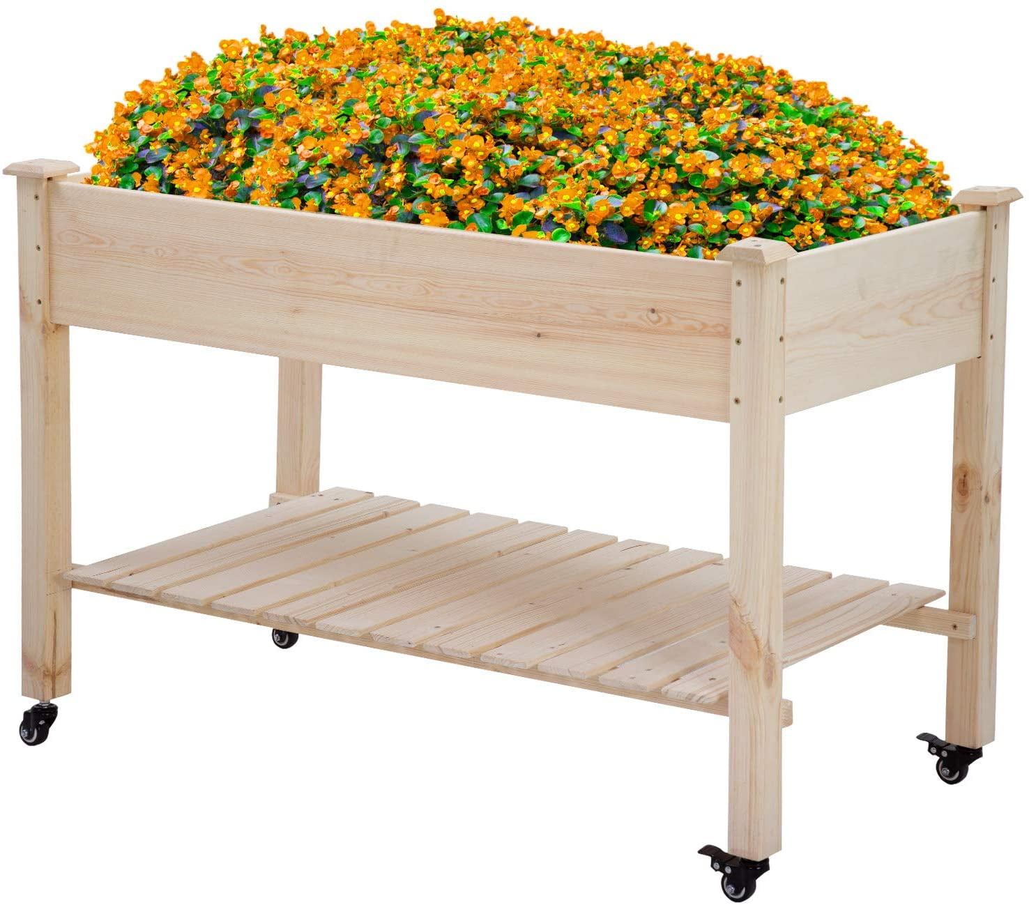 Garden Raise Bed Wheels Elevated Garden Bed Wood Planter