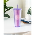 thumbnail image 4 of 24oz Studded Tumbler with Lid and Straw,GIXUSIL Reusable Iced Coffee Water Cup, Coated Studded Textured Frosted Honeycomb Beak, Leak-proof and BPA Free Bottle For Smoothies, Boba Tea (Purple), 4 of 5