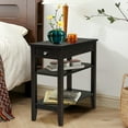 thumbnail image 2 of Costway 3-Tier Side End Table with Drawer Double Shelf Narrow Nightstand Espresso, 2 of 10