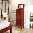 thumbnail image 2 of Gymax Jewelry Cabinet Armoire Wood Storage Box Chest Organizer with Mirror, Walnut, 2 of 9