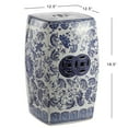 thumbnail image 5 of JONATHAN Y Floral Vine 18.5" Chinoiserie Ceramice Square Garden Stool, Blue/White, 5 of 6