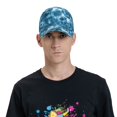 thumbnail image 4 of Fotbe Blue Tie Dye Gorro Clásico de Béisbol, Gorra Ajustable con Broche Snapback, Gorro de Exterior de Algodón Suave, 4 of 6