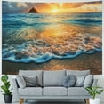 thumbnail image 4 of Patifu Hawaiian Tapestry, Scenic Sunrise Over Ocean Rocks Sand Clouds Sunshine Tide Sunbeam Seashore, Wall Hanging for Bedroom Living Room Dorm Decor,  40x30inch, 4 of 6