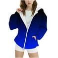 thumbnail image 2 of Spazoro Girls Swearshirts, Gradient Color Full Zip Fall Winter Hooded Casual Cardigan Tops for Girls Blue Size 6-7T, 2 of 4