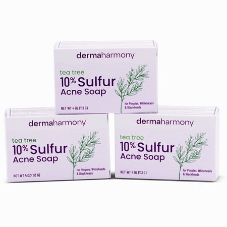 DermaHarmony 10% Sulfur and Tea Tree Bar Soap - 4 oz - (3 Bars)