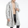thumbnail image 6 of guisaled Mens Faux Fur Coats Winter Long Jacket Fluffy Parka Overcoats Open Front Turn Collar Cardigan Outwear With Pockets, 6 of 9