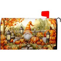 Mailbox Magnetic Covers Fall Gnome Mailbox Wraps Thanksgiving Pumpkin Post Box Cover Autumn Maple Leaf Letter Box Cover for Garden Yard Standard Size 21x18 Inch