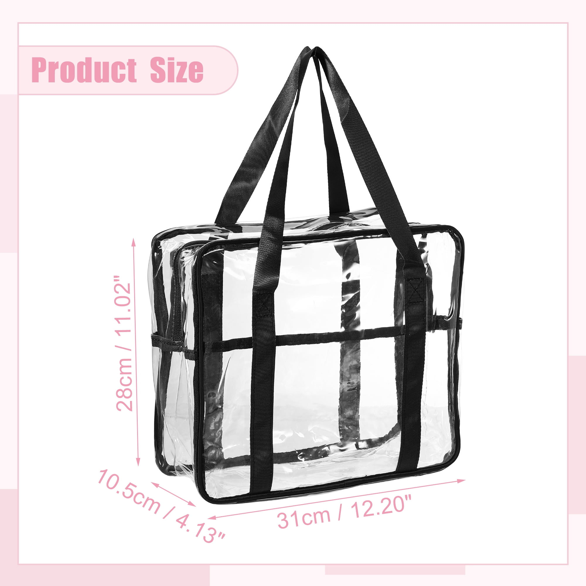 Unique Bargains 1Pc Clear Waterproof Polyvinyl Chloride Toiletry Bag Waterproof Black