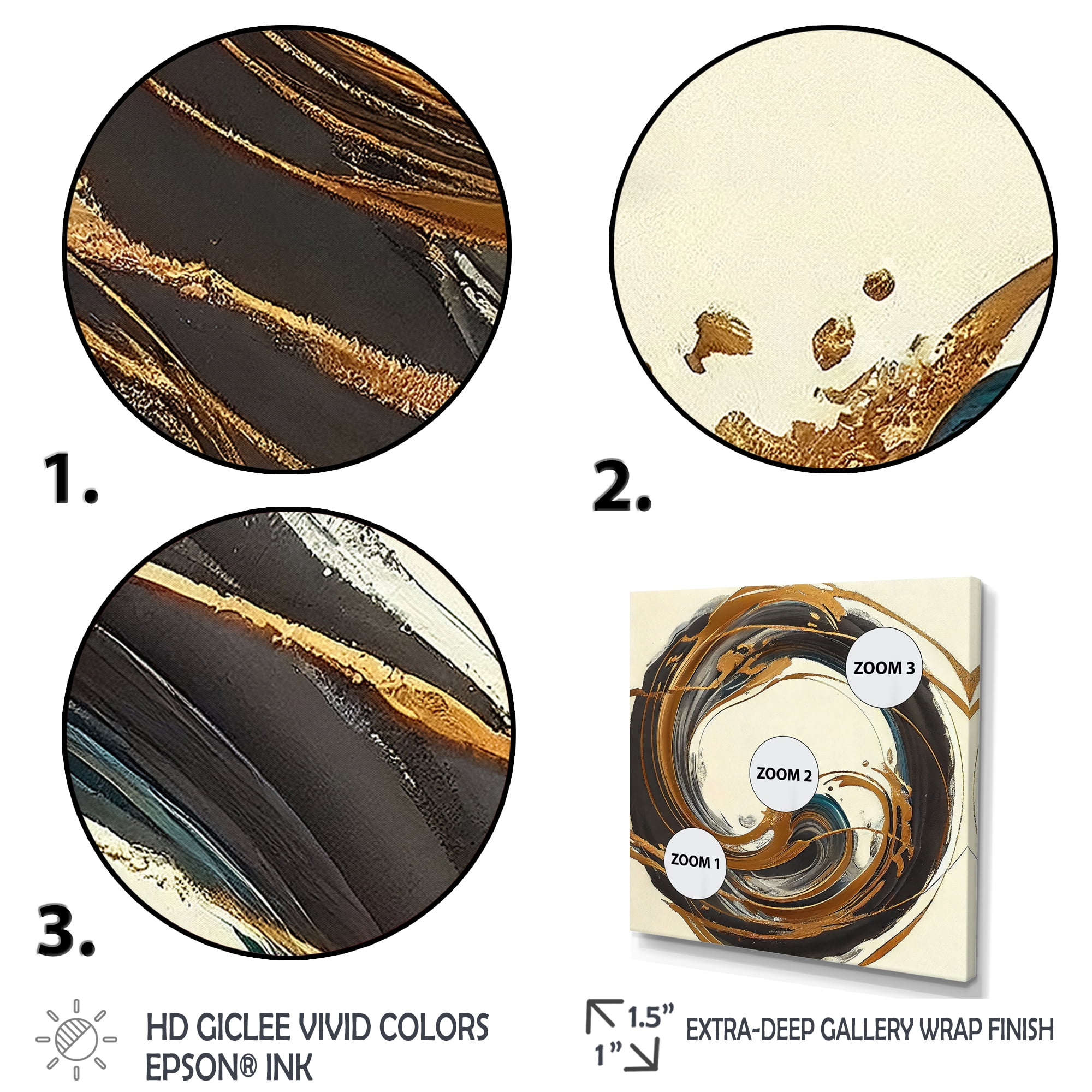 Designart Gold Glamour Circle I Canvas Wall Art