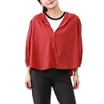 thumbnail image 2 of TGSLY Women's Hooded Jacket Lightweight Zip-Up Solid Color Fall Hoodies Relaxed Casual Puff 3/4 Sleeve Outdoor Hooded Coat with Elastic Cuffs XL, 2 of 9