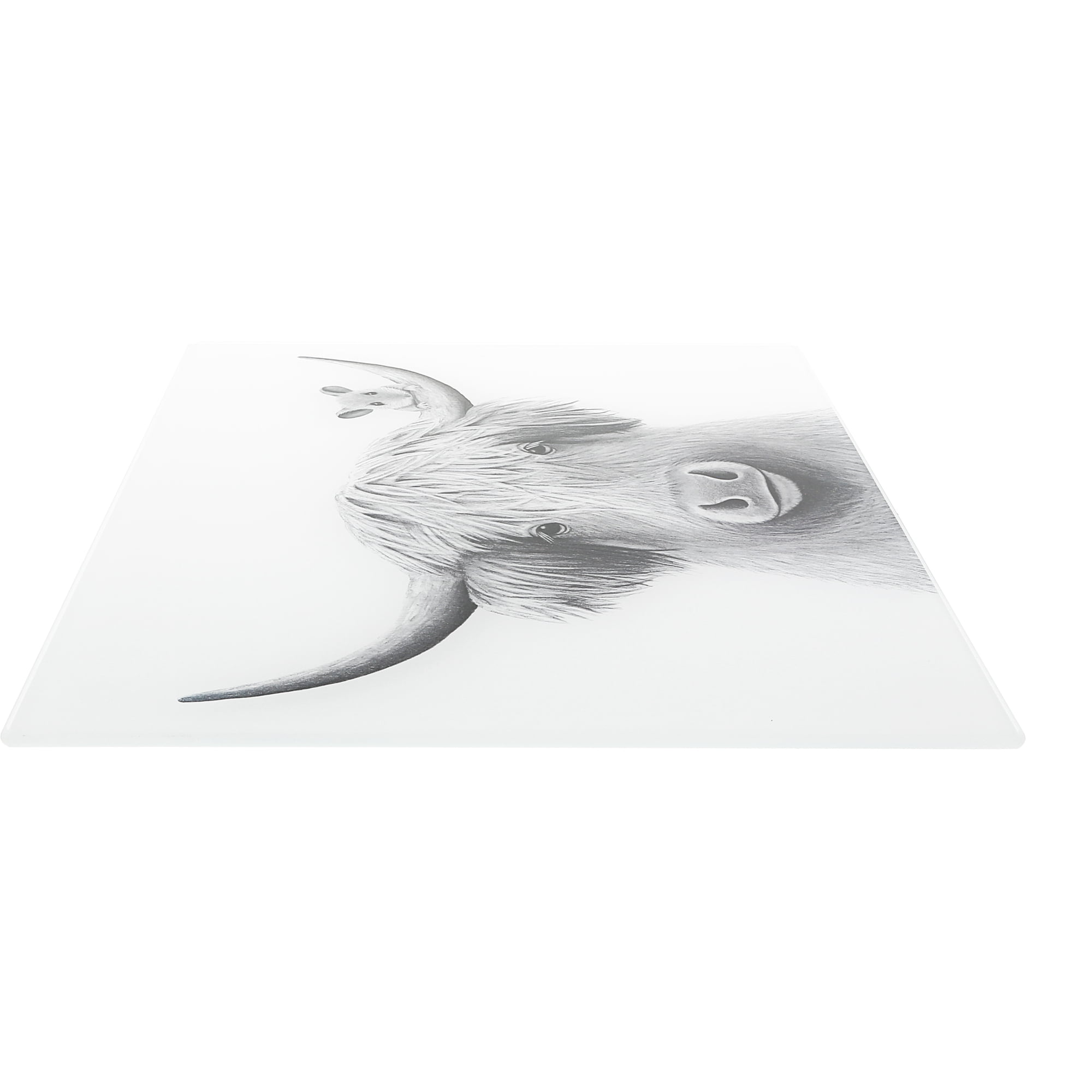Pavilion Gift Company - Highland Cow - 13.75" x 9.75" Glass Cutting Board