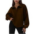 thumbnail image 2 of DAFPZW Women Quarter Button Up Collar Sweatshirt Oversized Long Sleeve Tops Fall Fashion Pullover Winter Shirts, 2 of 8