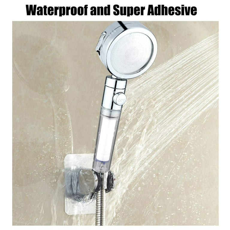 4pc Self Adhesive Shower Head Holder- Adjustable Handheld Shower Holder No Drilling Wall Mount Waterproof, Silver