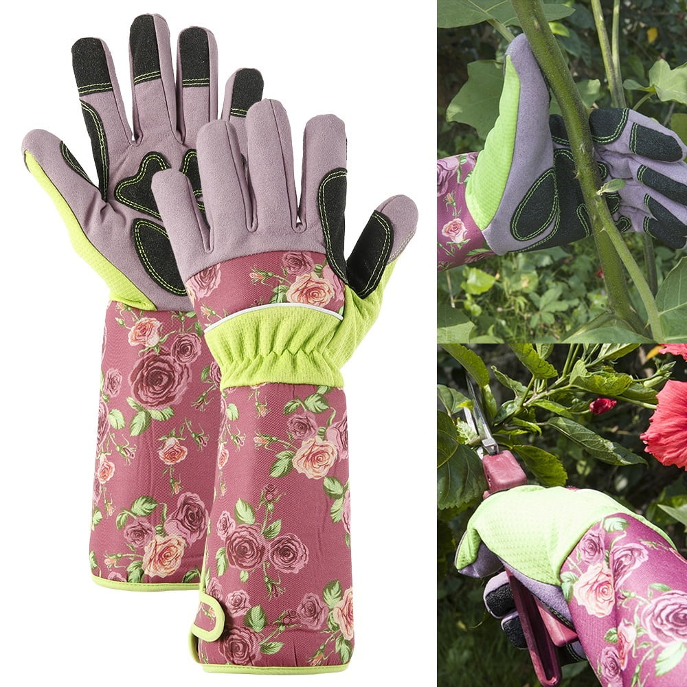 Vintage Gardening Gloves Rose Print Washable 
