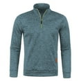 thumbnail image 2 of KaLI_store Mens Slim Fit Zip Up Mock Neck Polo Sweater Casual Long Sleeve Sweater and Pullover Sweaters with Ribbing Edge Light Blue,5XL, 2 of 5