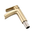 thumbnail image 2 of Waterfall Bathroom Faucet Single Handle Bathroom Sink Faucets 1 or 3 Hole Solid Vanity Faucet with Deck Plate & Overflow Pop Up Drain Brushed Gold, 2 of 5