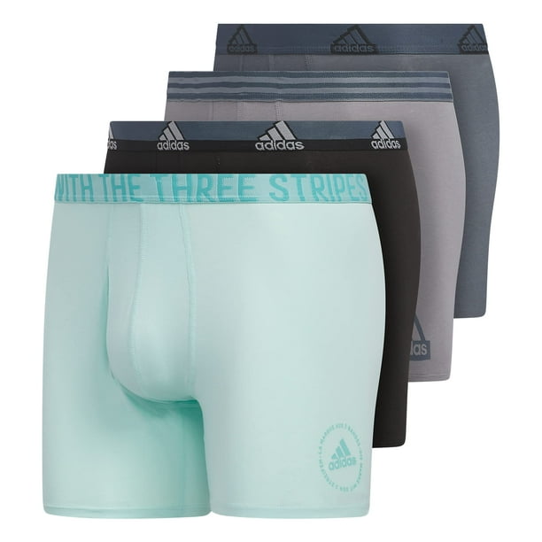 Calzoncillos tipo bóxer adidas de algodón elástico para hombre, color negro, paquete de 4