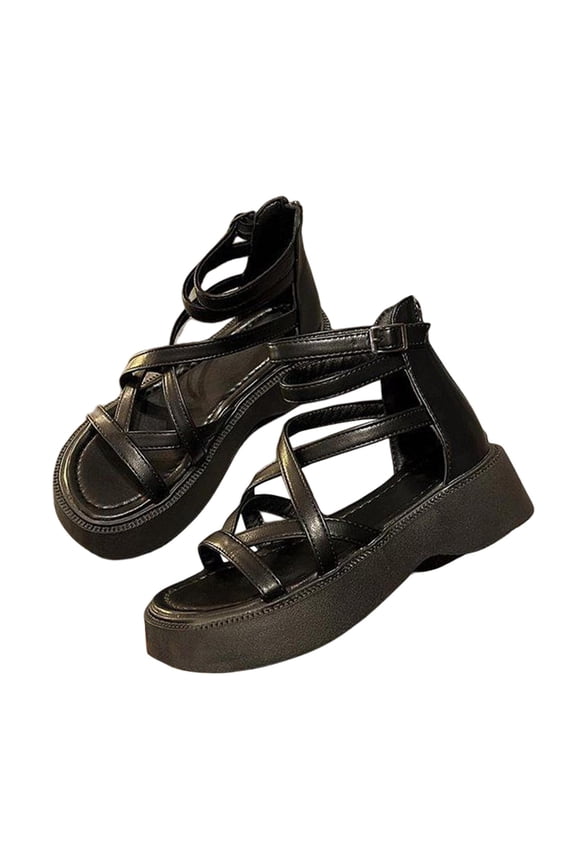 High Heels Wedge Shoes Anti Slip Pool Beach Sandals Hollow 37 black