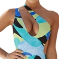 thumbnail image 3 of Traje de baño de una pieza para mujer, un solo hombro, cuello profundo, hermosos patrones, traje de baño de cintura alta, tipo 7 L, 3 of 6