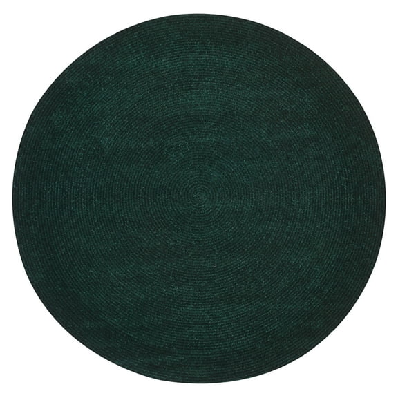 Better Trends Chenille Solid Polyester 96" Round Braided Rug for All Ages - Emerald Green