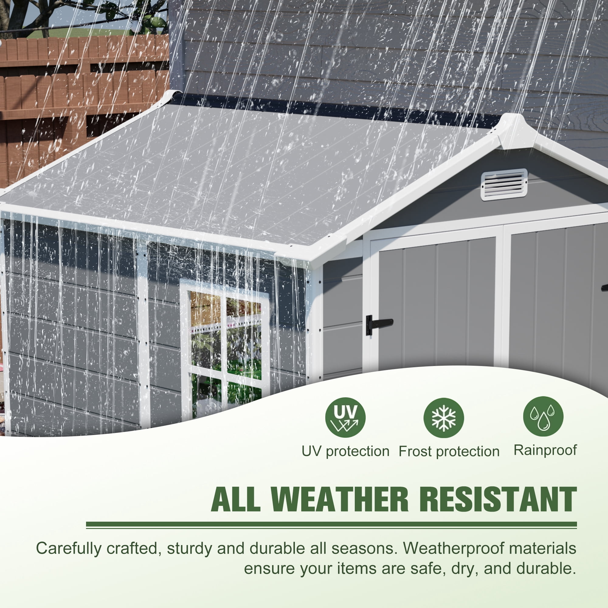 6 x 6 Ft Outdoor Storage Shed with Floor, Resin Tool Shed Heavy Duty Waterproof Plastic Sheds Kit with Window and Lockable Door, Colorfast, for Garden Backyard Patio Outside Tools Shelter