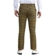 thumbnail image 3 of Pantalones de Hombre Inspire Chic de Cuadros Casual de Corte Regular con Frente Plano y Stretch, Talla 36, Negro y Amarillo, 3 of 5