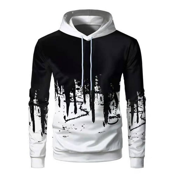 SWSMCLT Men's Fashion Hoodie Designer Slim Fit Cotton Winter Warm Fleece Comfy Hooded Sweatshirt Long Sleeve Hooded Top White Small