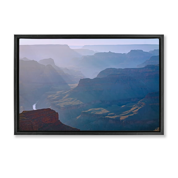 Stupell Industries Sun Rays Mountain Mesa Landscape & Nature Photography Black Floater Framed Canvas Art Print Wall Art, 25 x 17