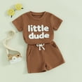 thumbnail image 3 of Okbabeha Toddler Girl Boy Summer Clothes Little Dude Short Sleeve Waffle Shirt Shorts Set Infant Baby Cute Outfits, 3 of 7