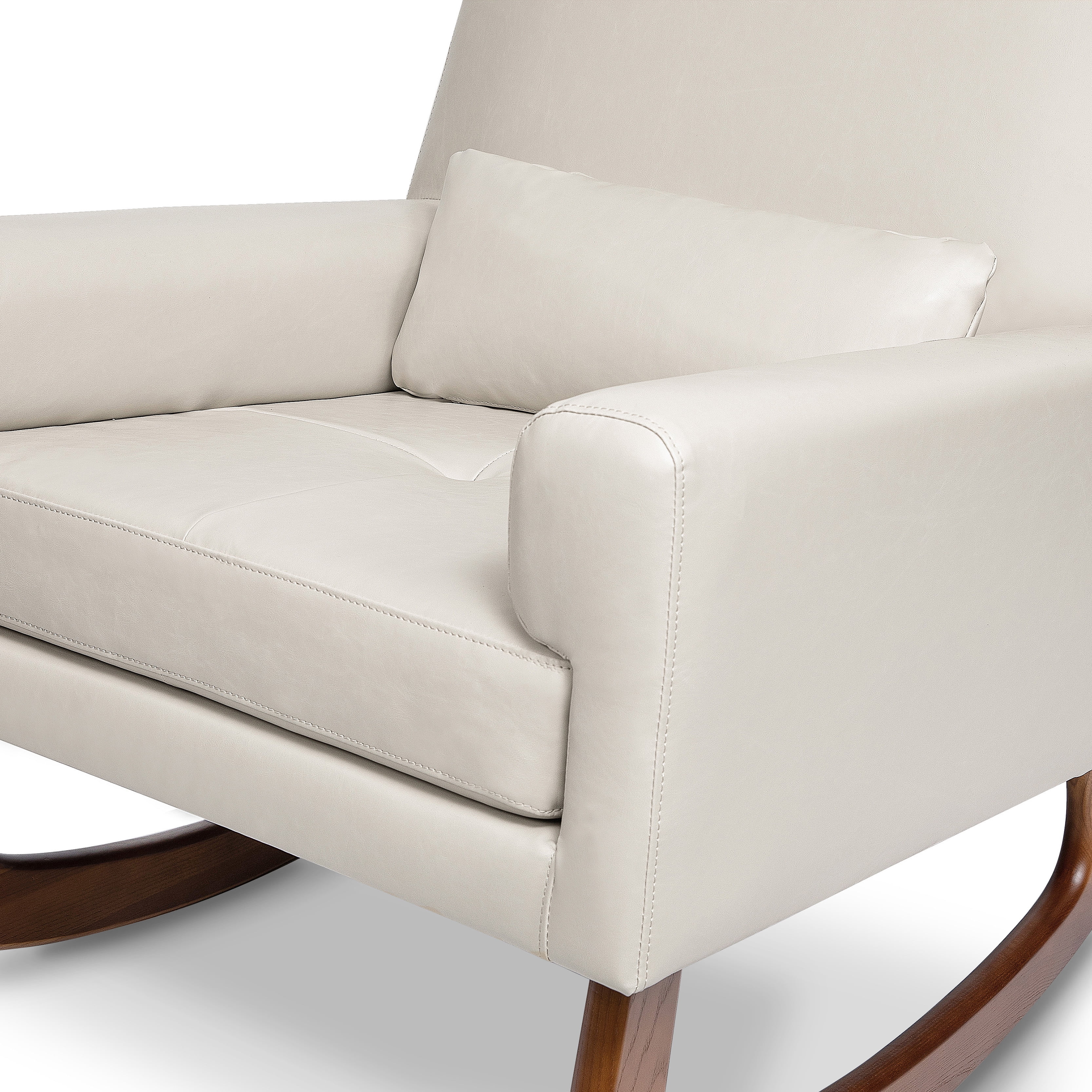 Nursery Works Sleepytime Rocker in Taupe Leather with Walnut Legs