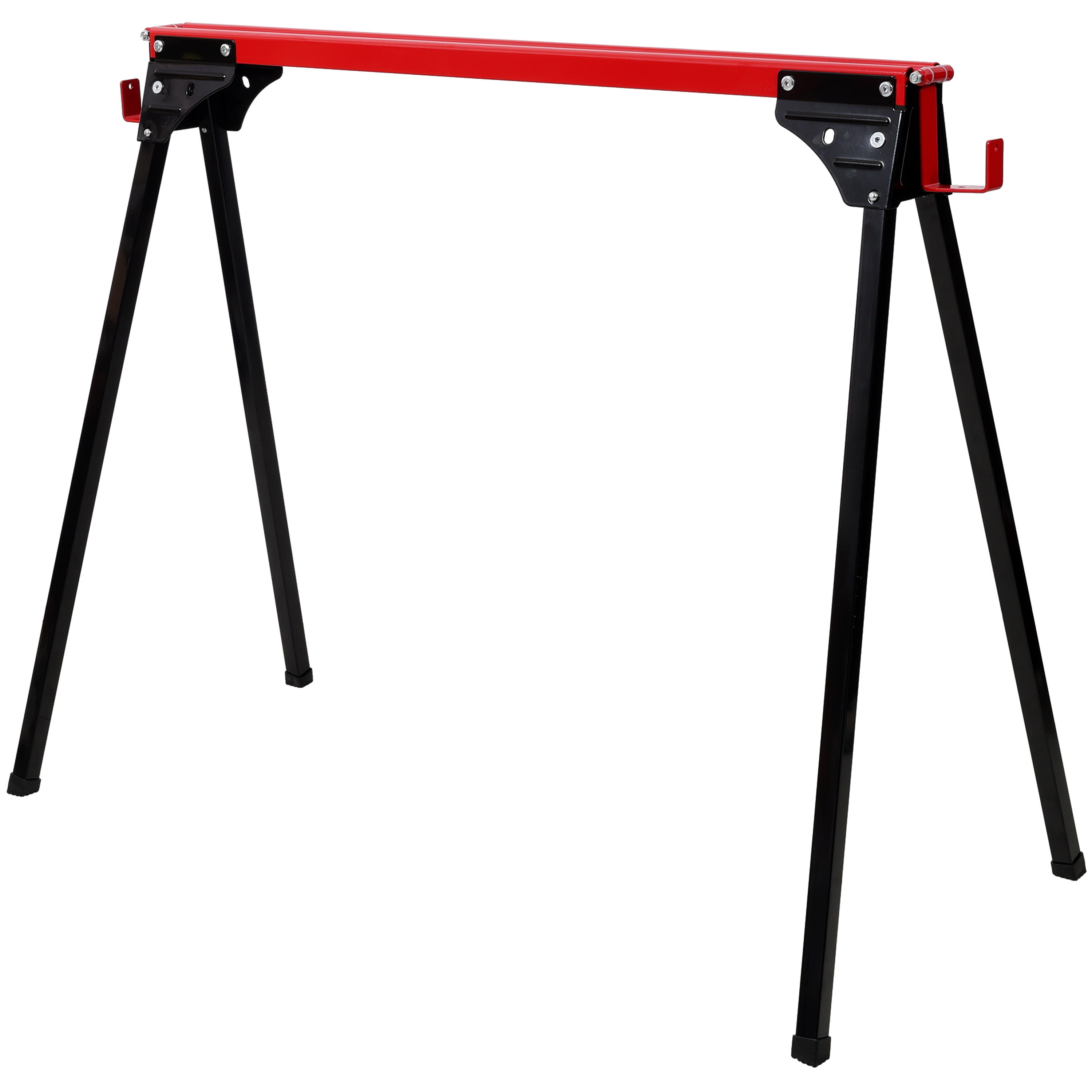 , Saw Horses 2 Pack, Folding Portable Work Horse with Fast Open Legs, Heavy Duty Steel Sawhorse for Garage, Workshop, Fully Assembled, Black+Red ,Steel ,