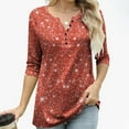 thumbnail image 3 of NSLGXD Shirts for Women Comfy V Neck Button T-Shirts Slim Fit 3/4 Sleeve Shirt Classic Solid Color Tee Tops Casual Lightweight Blouse Top, 3 of 6