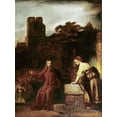 thumbnail image 2 of Rembrandt Van Rijn,  11x14 Black Ornate Wood Framed with Double Matting Museum Art Print Titled - Christ and The Woman of Samaria, 2 of 4