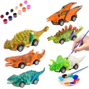 Style-Carry Dinosaur Toy Pull Back Cars, Dinosaur Painting Kit for Kids, Arts and Craft Gift for Toddlers Boys Ages 2 3 4 5, Kids Easter Crafts Christmas Crafts