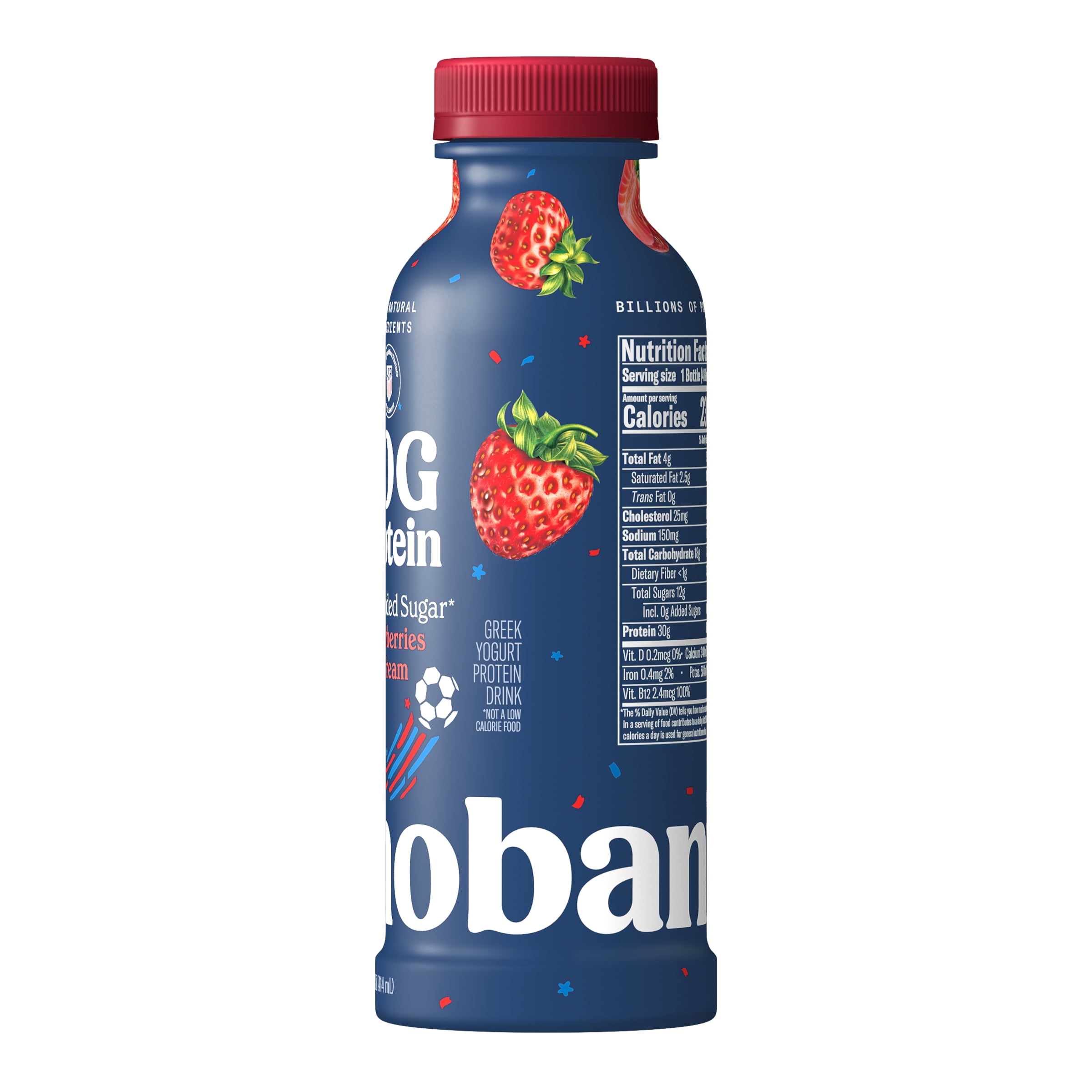 Chobani 30G Protein Low-Fat Greek Yogurt Drink Strawberries & Cream 14 fl oz Bottle