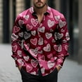 thumbnail image 2 of QATAINLAV Hawaiian Shirts for Men 2025 Valentines Day Long Sleeve Button Down Shirt Fashion Love Heart Printed Blouse Tops Party Gifts Red XL Today's Sales, 2 of 6