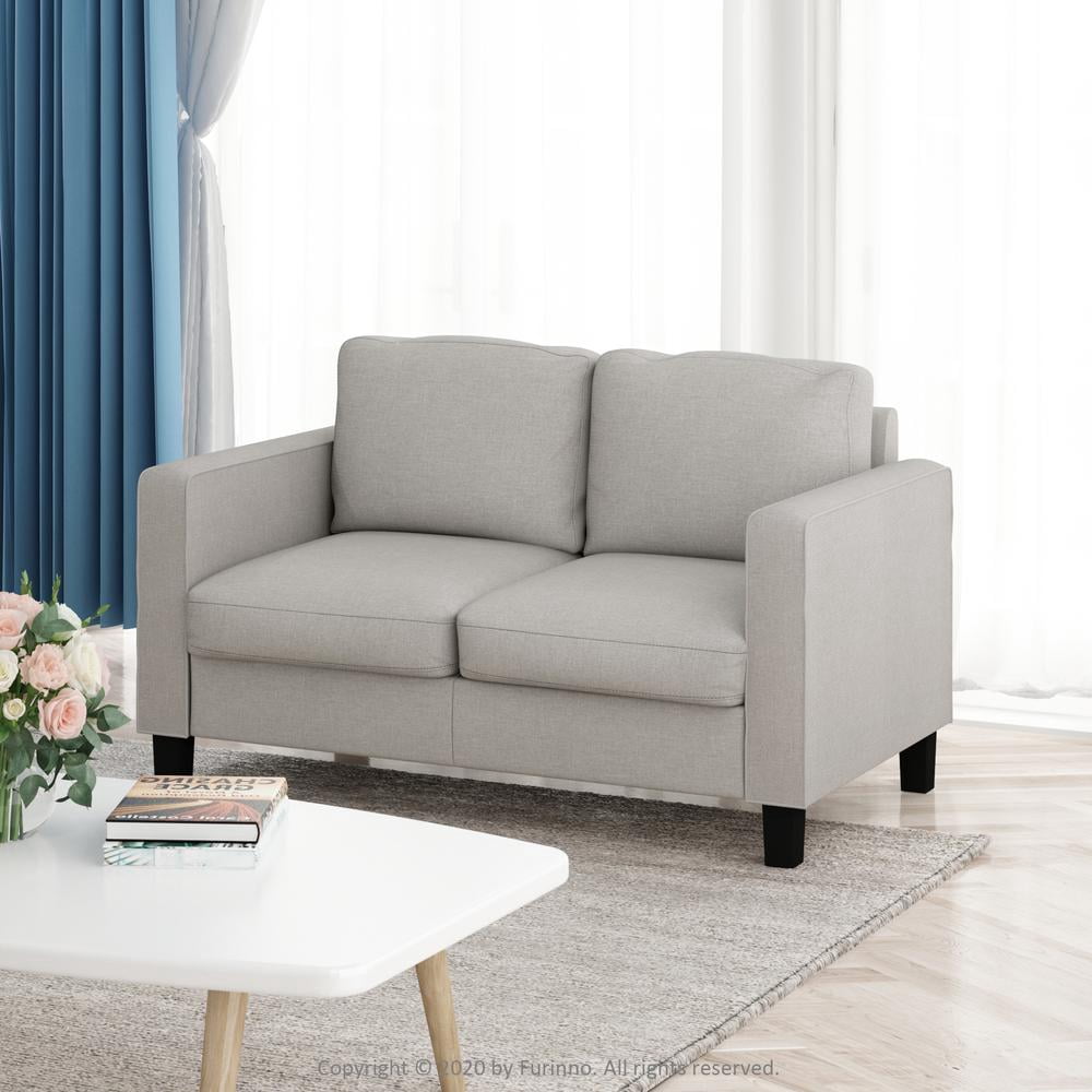 Furinno Bayonne Modern Upholstered Loveseat, Fog